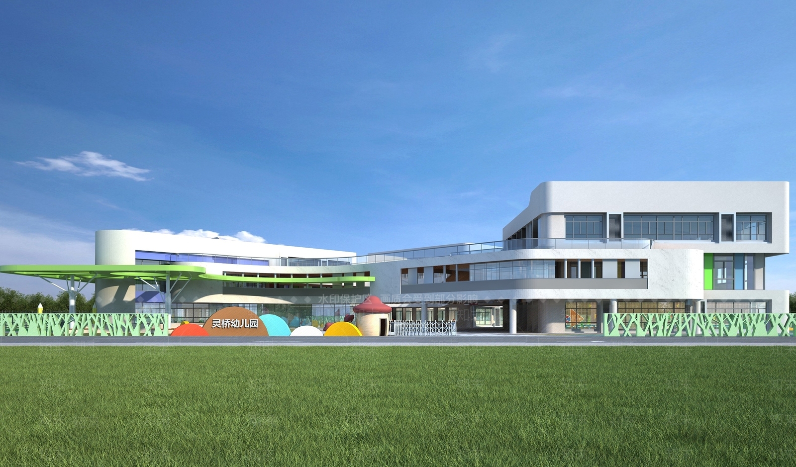 现代学校外观3D模型下载【ID:1164073692】