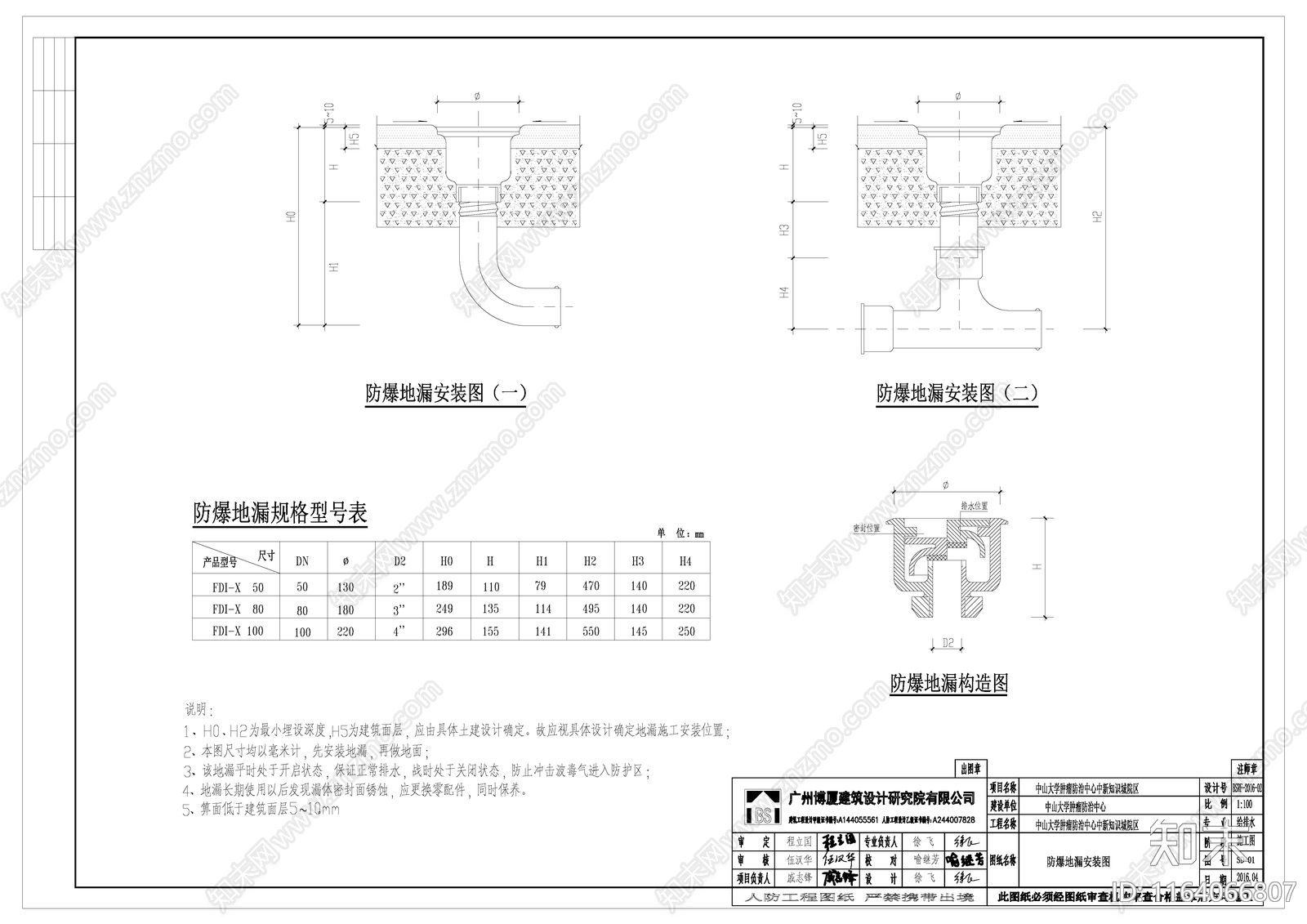 给排水节点详图cad施工图下载【ID:1164066807】