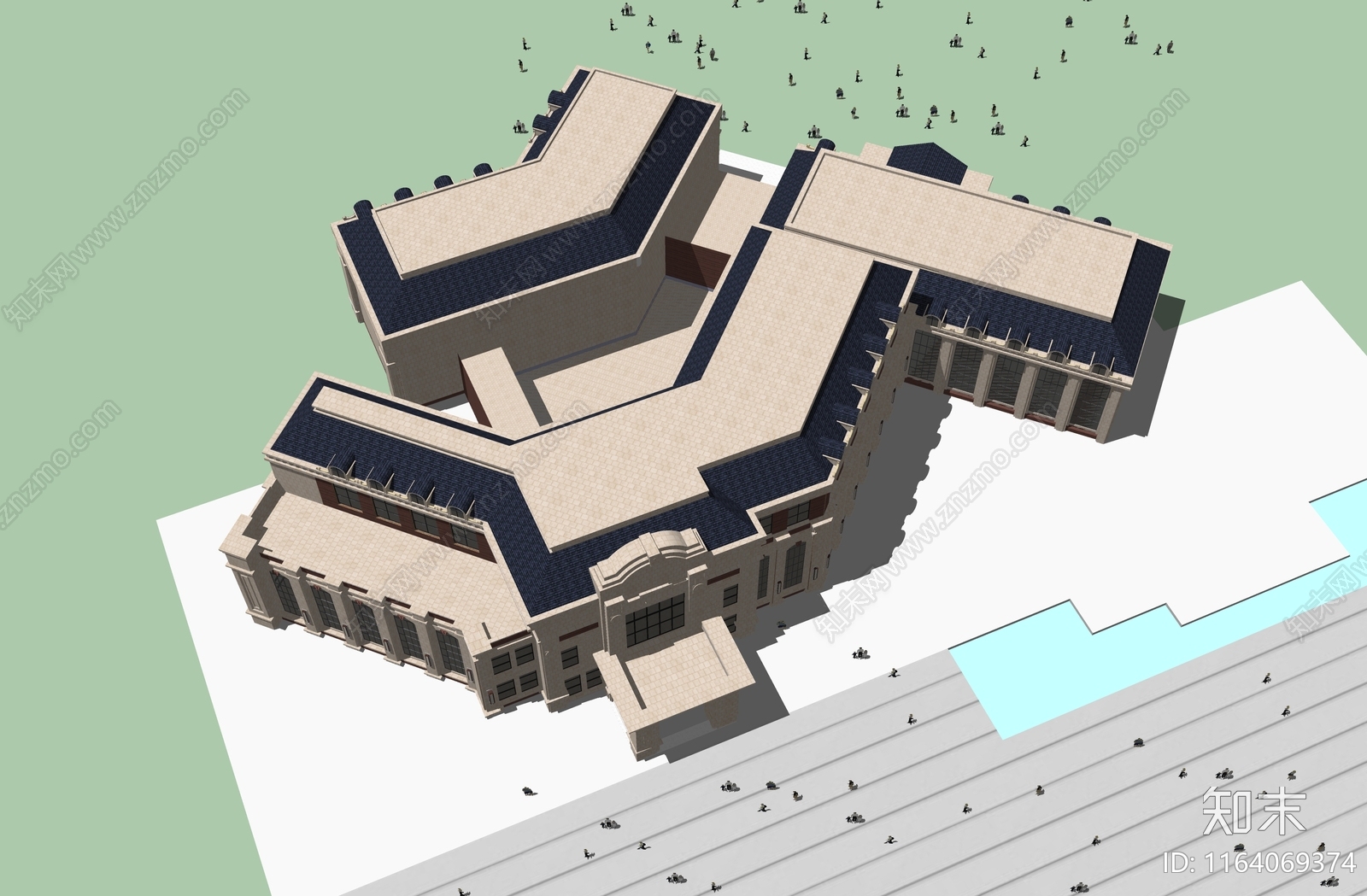 法式欧式售楼处建筑SU模型下载【ID:1164069374】