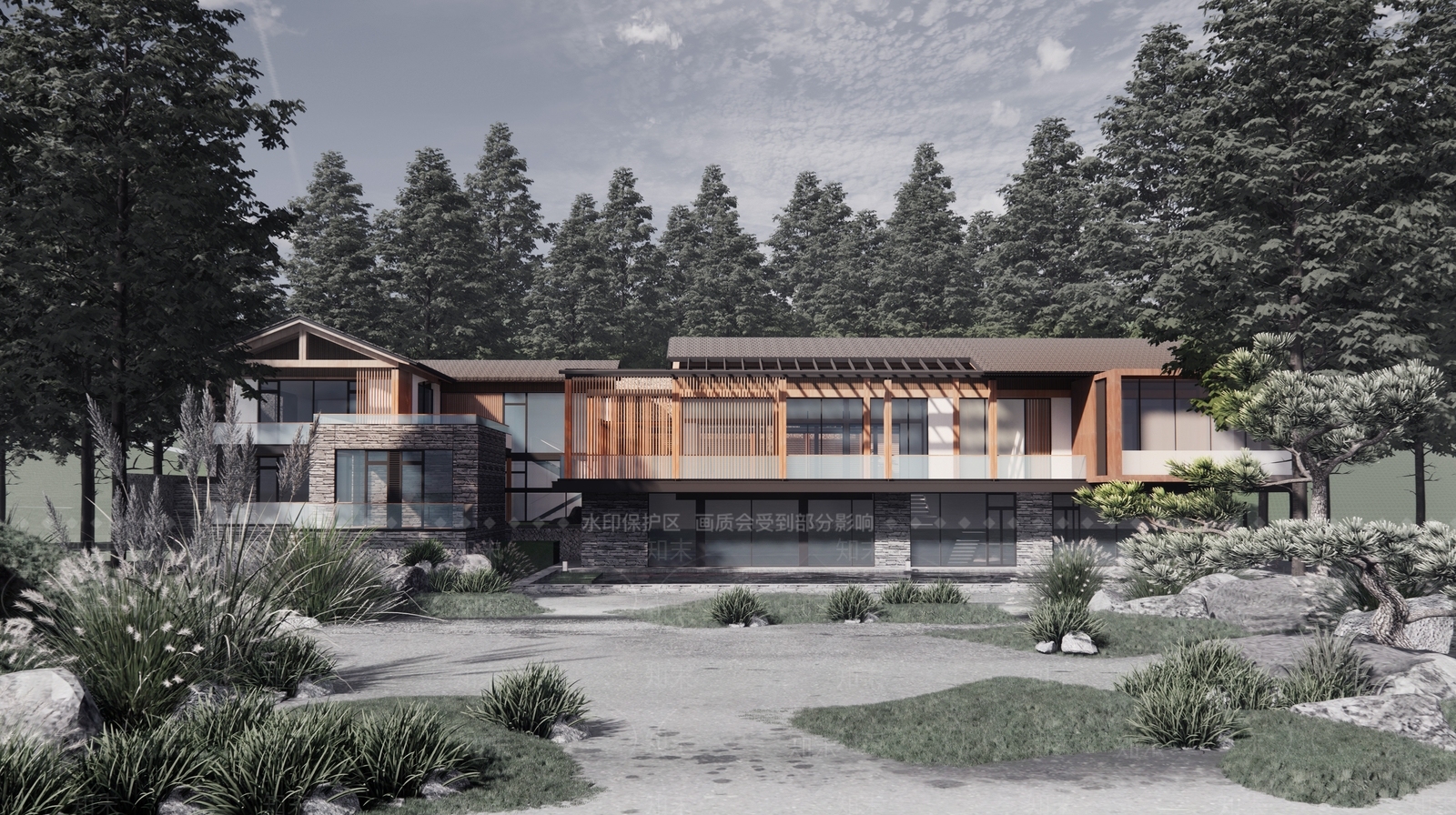 现代民宿建筑SU模型精品下载_SketchUp模型_知末网