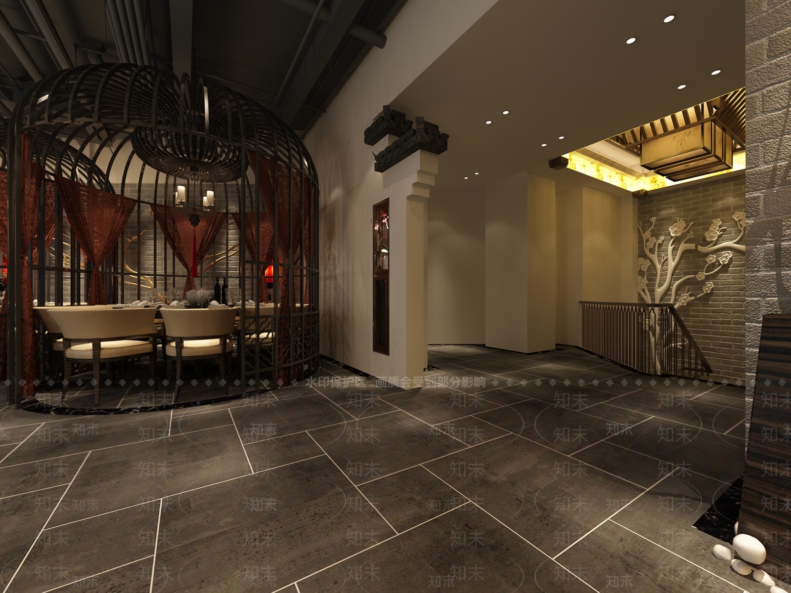 新中式中餐厅3D模型下载【ID:1164075810】
