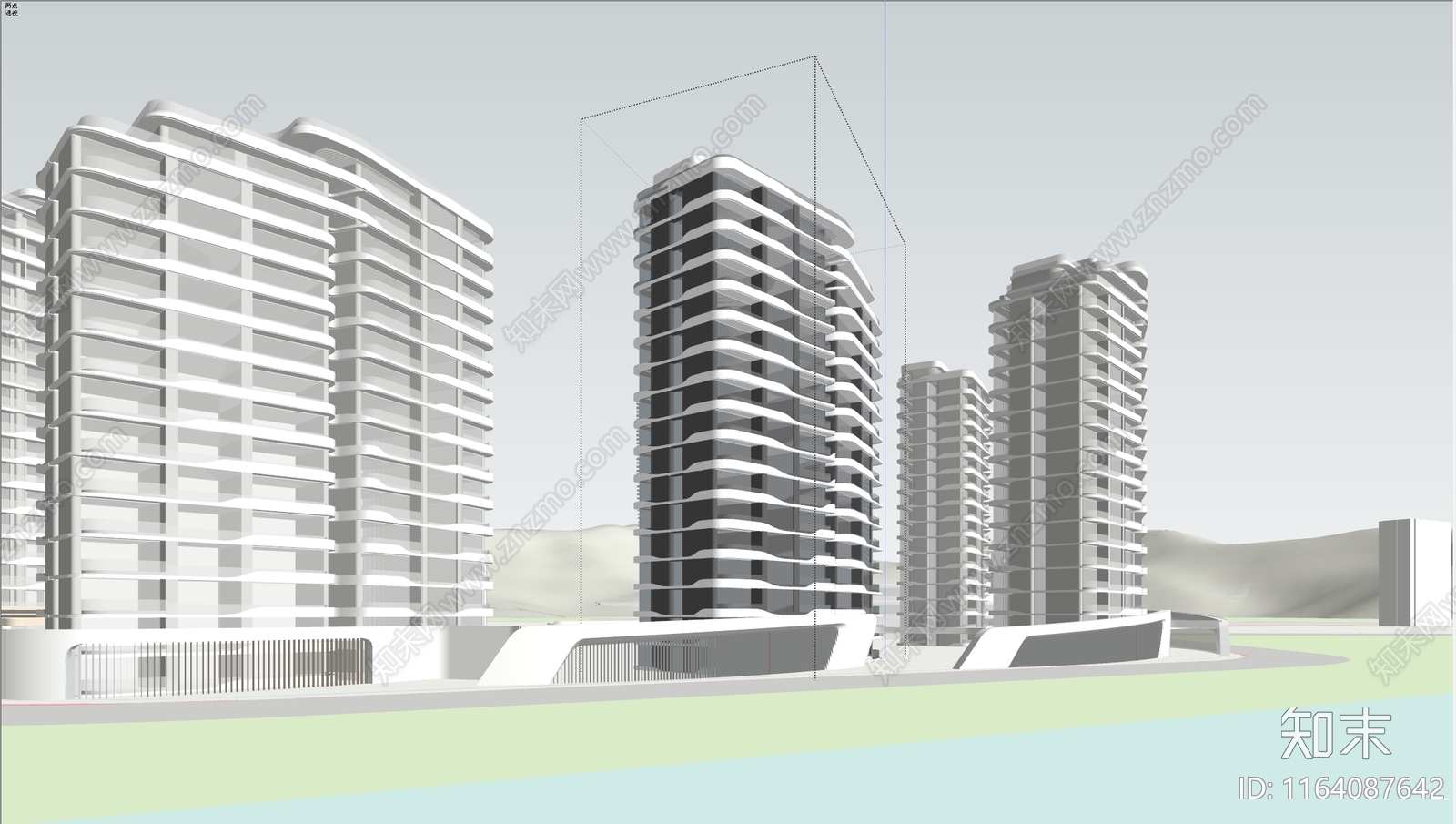 现代轻奢小区建筑SU模型下载【ID:1164087642】