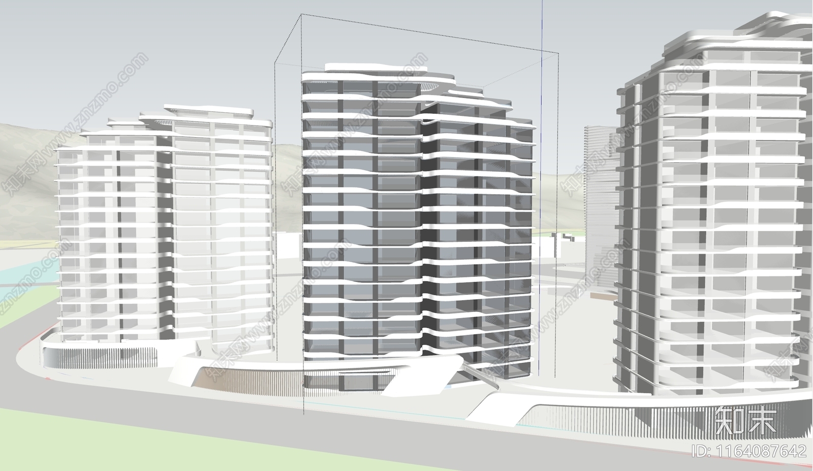 现代轻奢小区建筑SU模型下载【ID:1164087642】