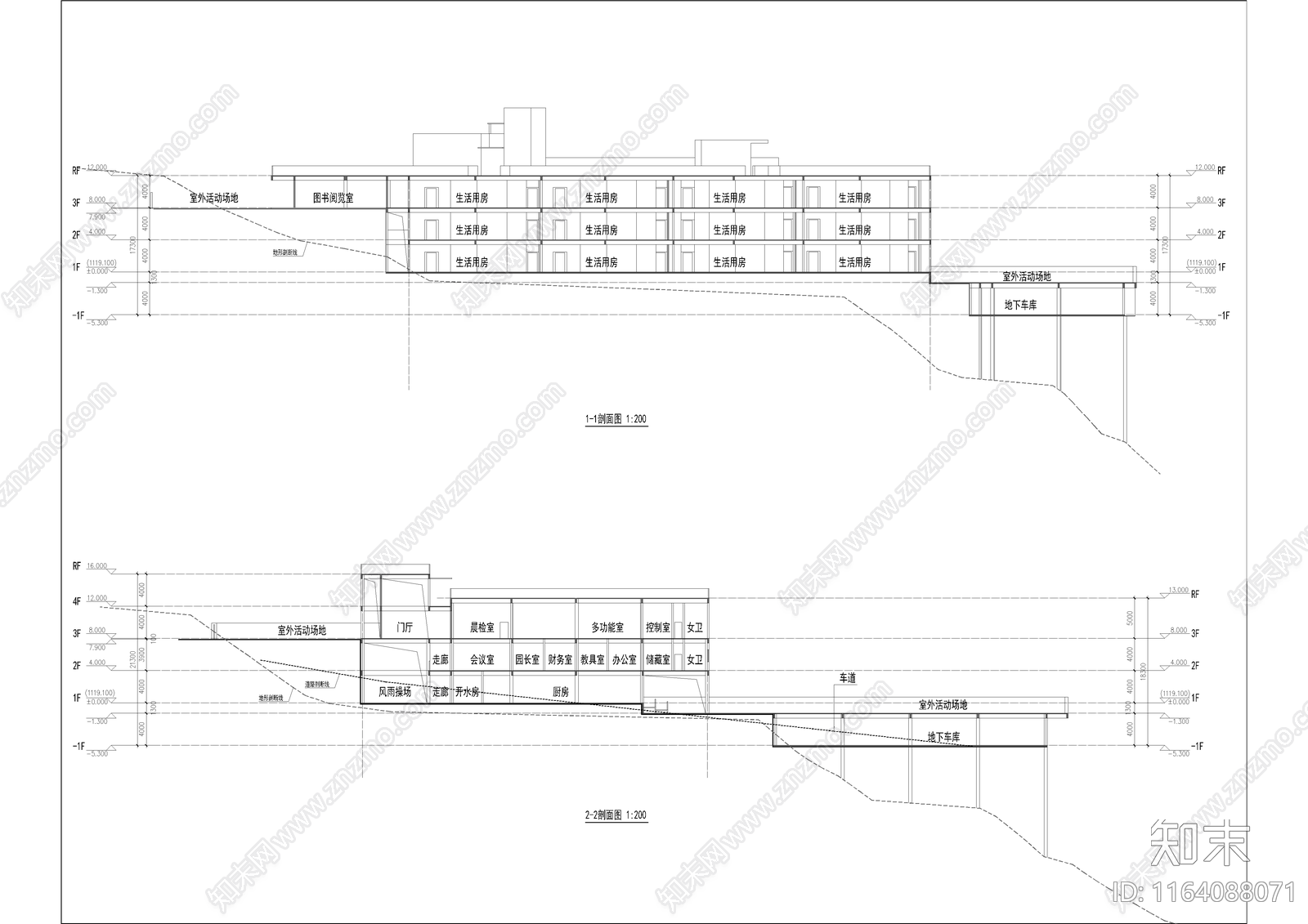 现代幼儿园建筑cad施工图下载【ID:1164088071】