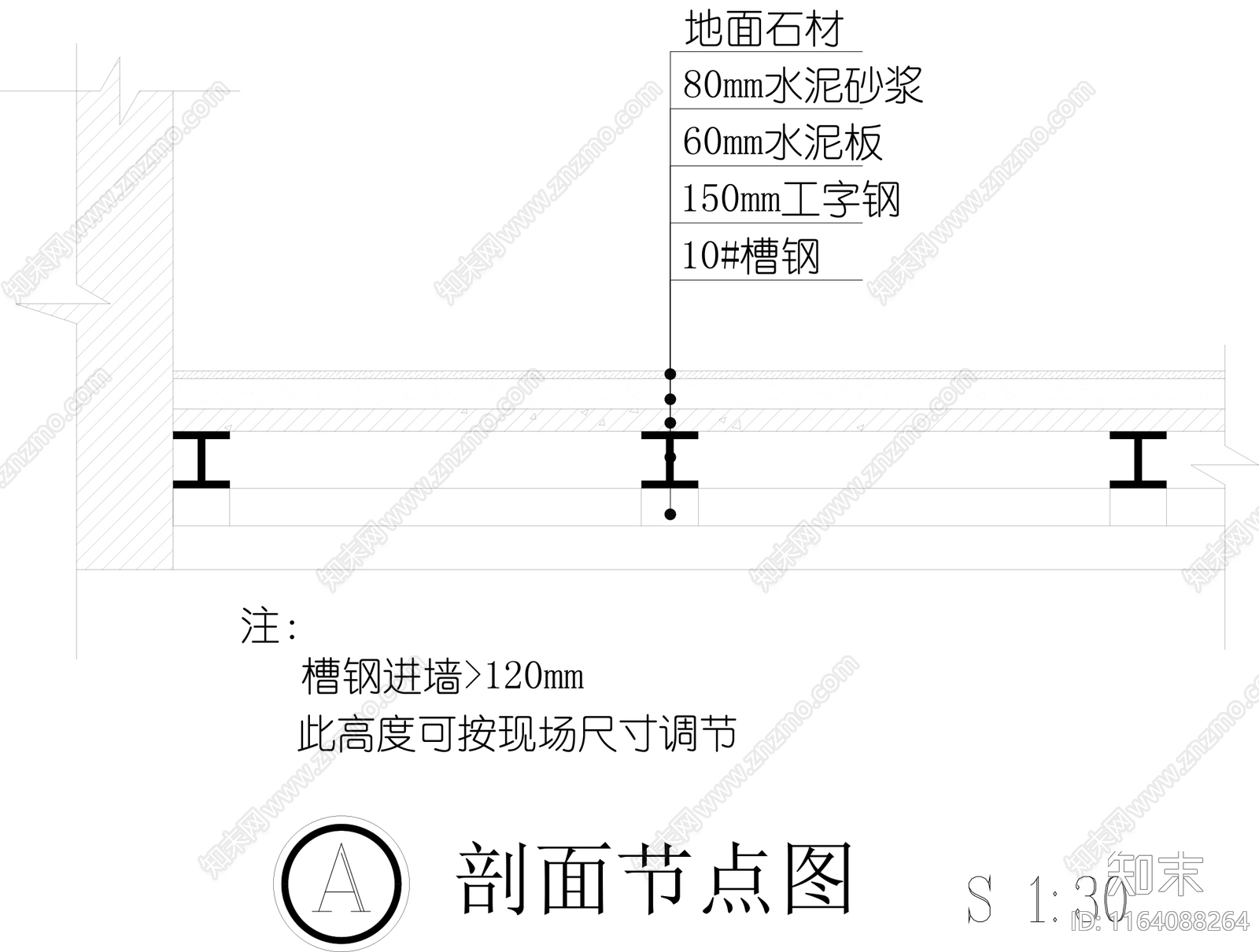 现代地面节点cad施工图下载【ID:1164088264】