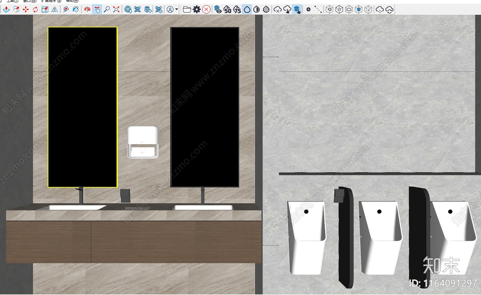 现代简约公共卫生间SU模型下载【ID:1164091297】