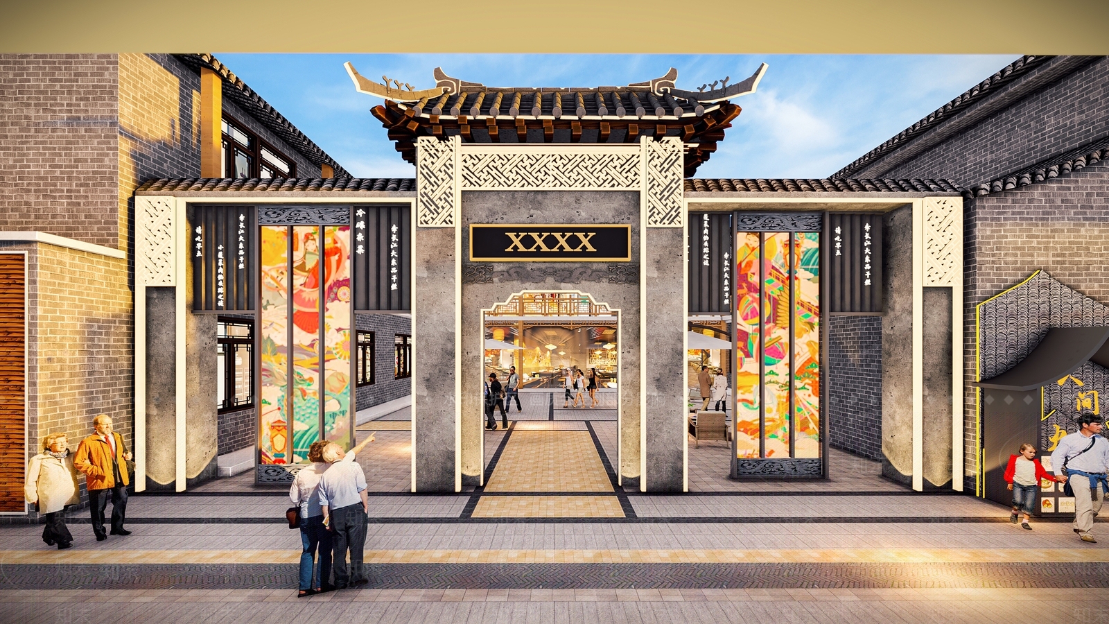 新中式中式景墙SU模型下载【ID:1164092279】