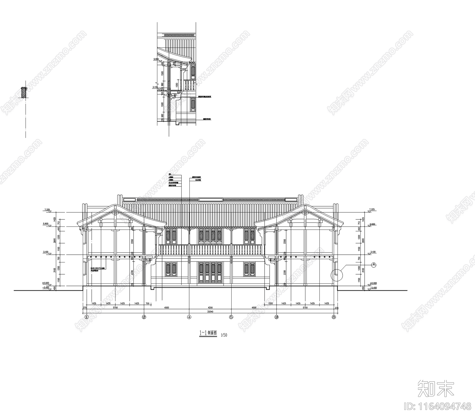 现代中式古建cad施工图下载【ID:1164094748】