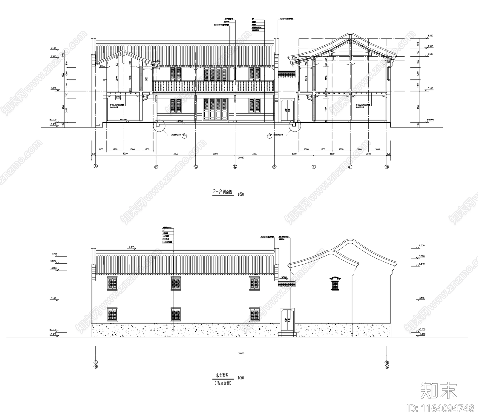 现代中式古建cad施工图下载【ID:1164094748】