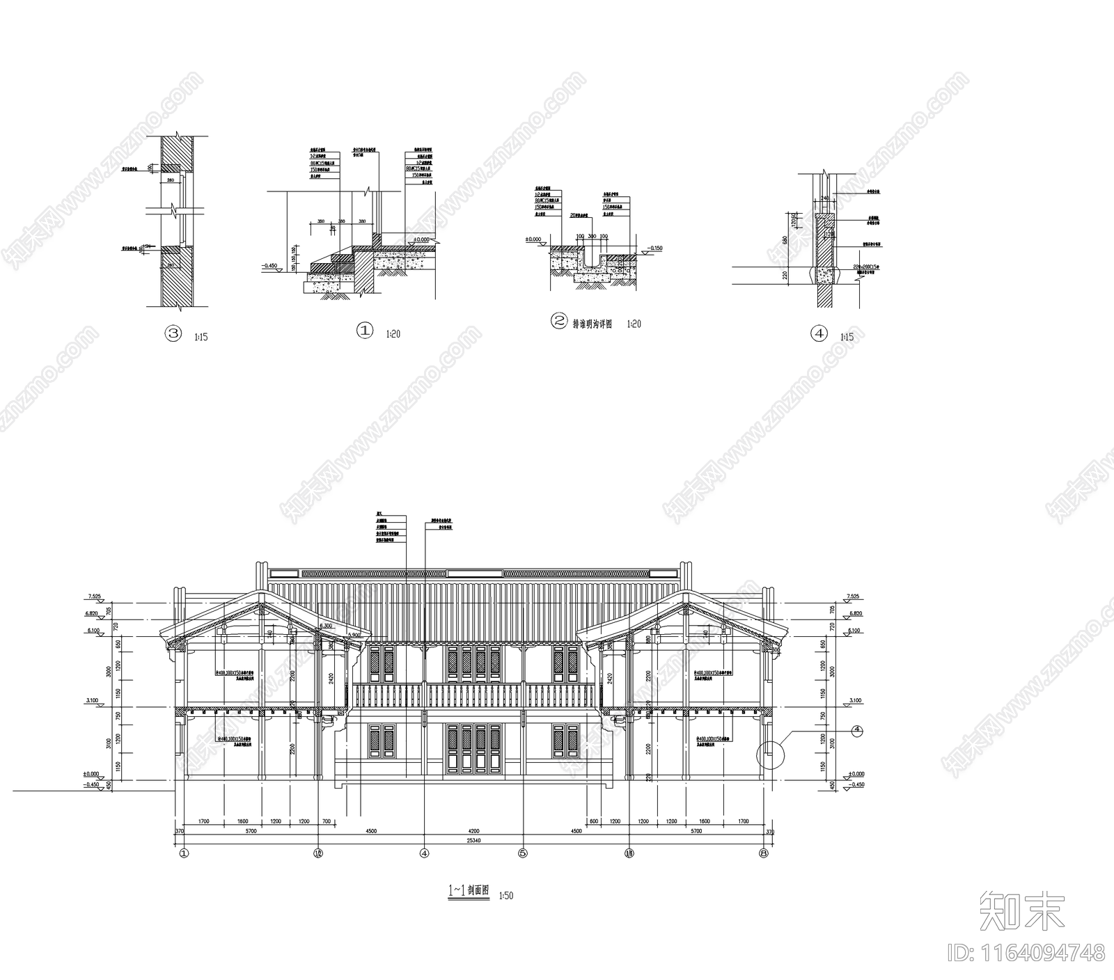 现代中式古建cad施工图下载【ID:1164094748】