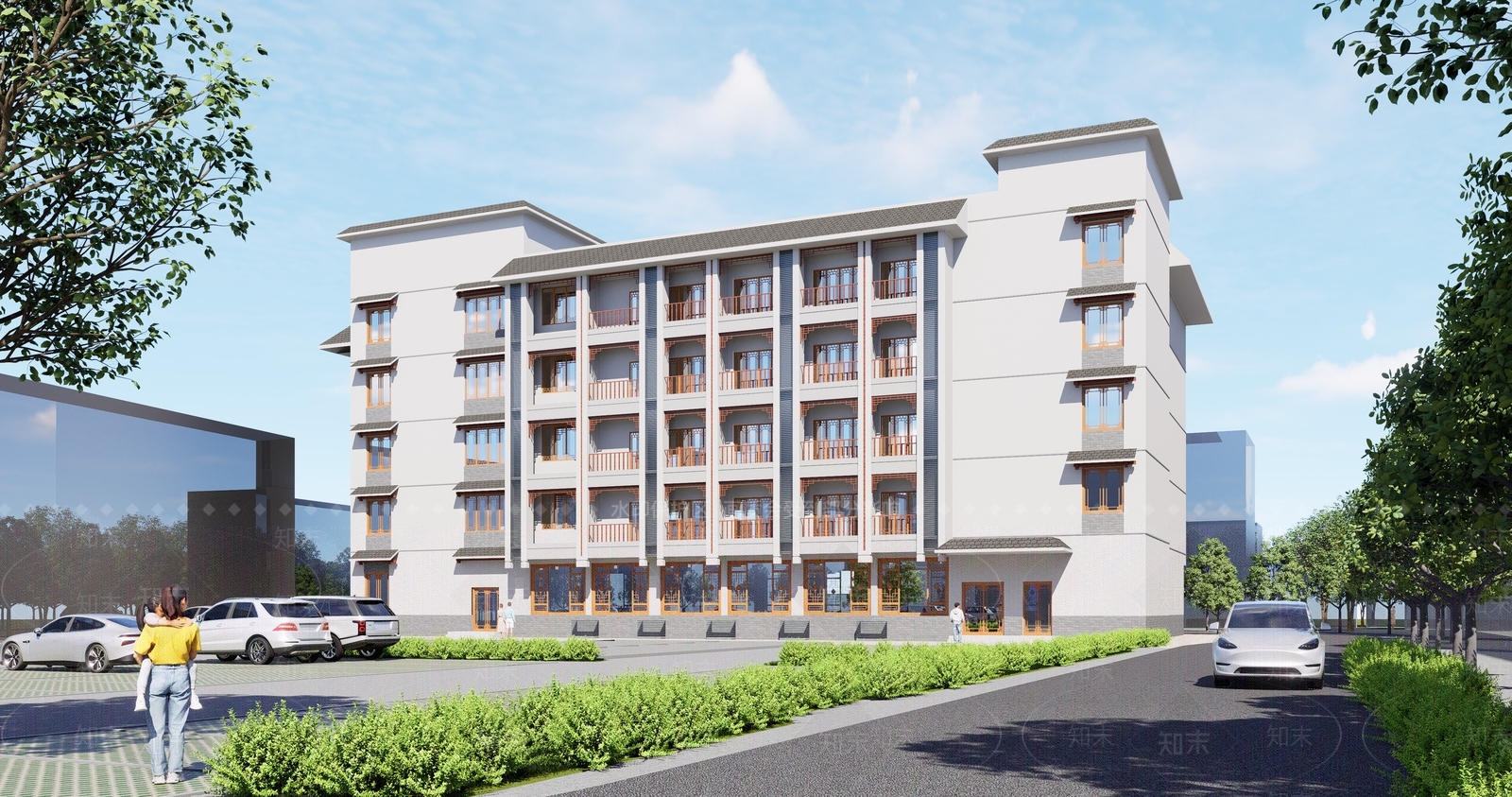 中式现代医院建筑SU模型下载【ID:1164095233】
