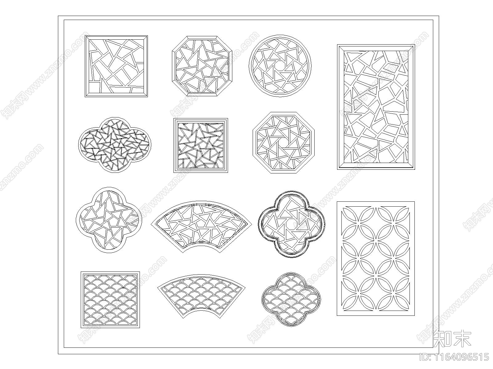 中式窗施工图下载【ID:1164096515】