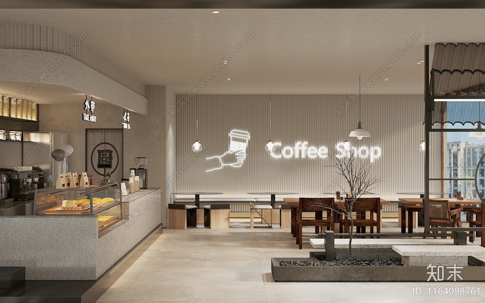 现代新中式奶茶店3D模型下载【ID:1164098761】