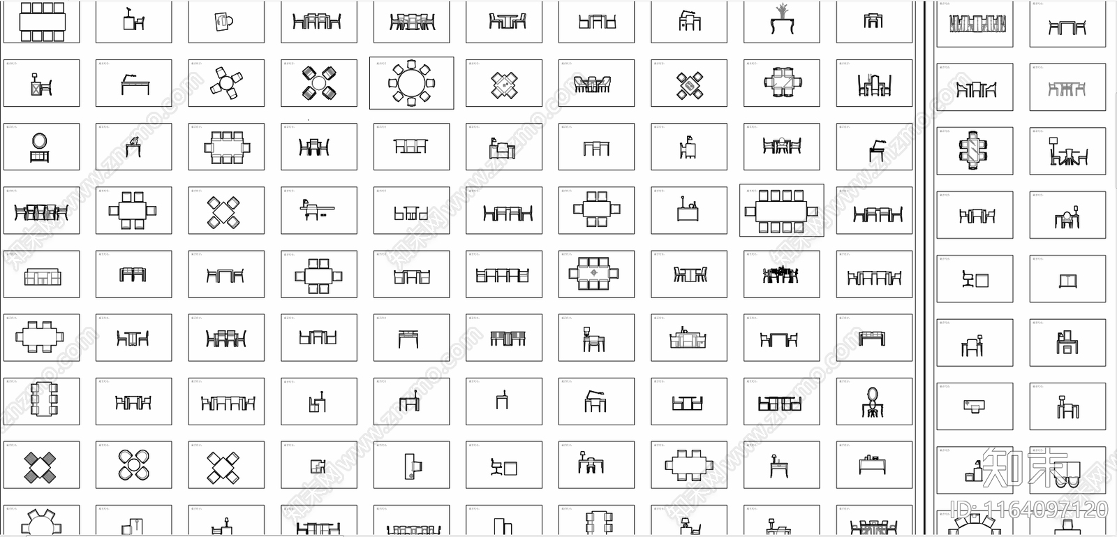 现代桌椅cad施工图下载【ID:1164097120】