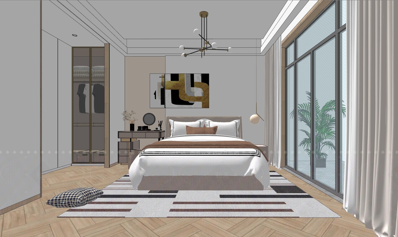 现代家居卧室SU模型下载【ID:1216029784】