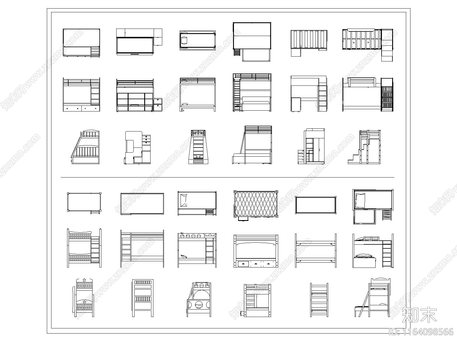 现代床cad施工图下载【ID:1164098566】