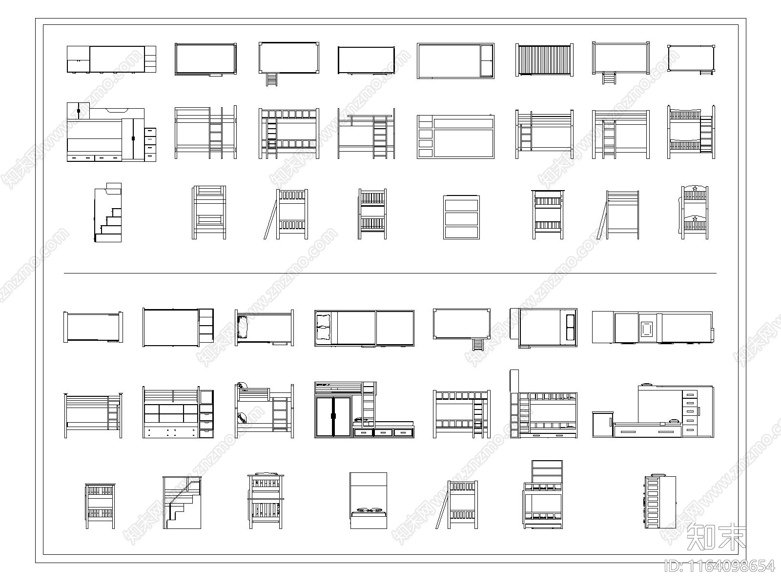 现代床cad施工图下载【ID:1164098654】