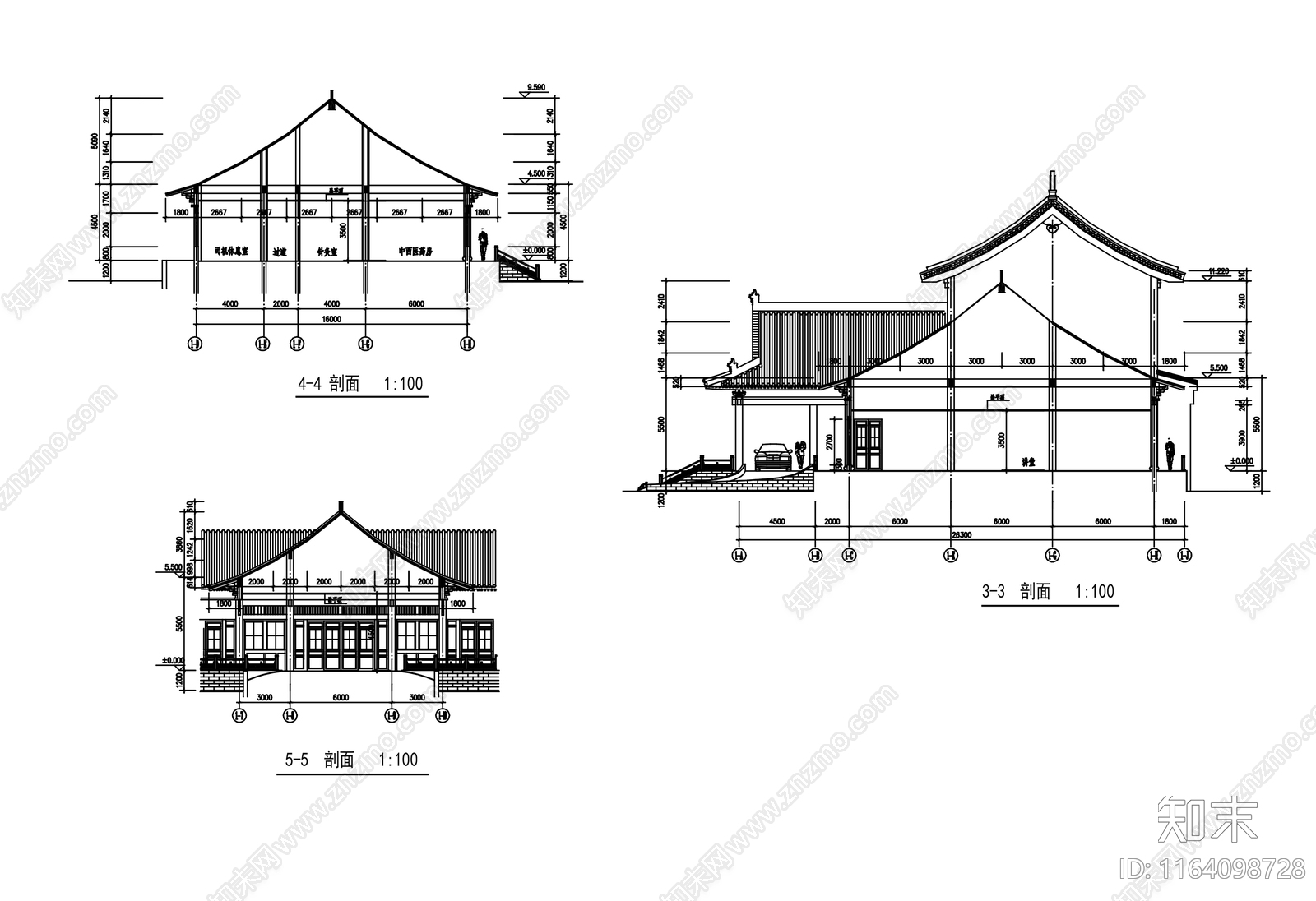 新中式中式古建cad施工图下载【ID:1164098728】