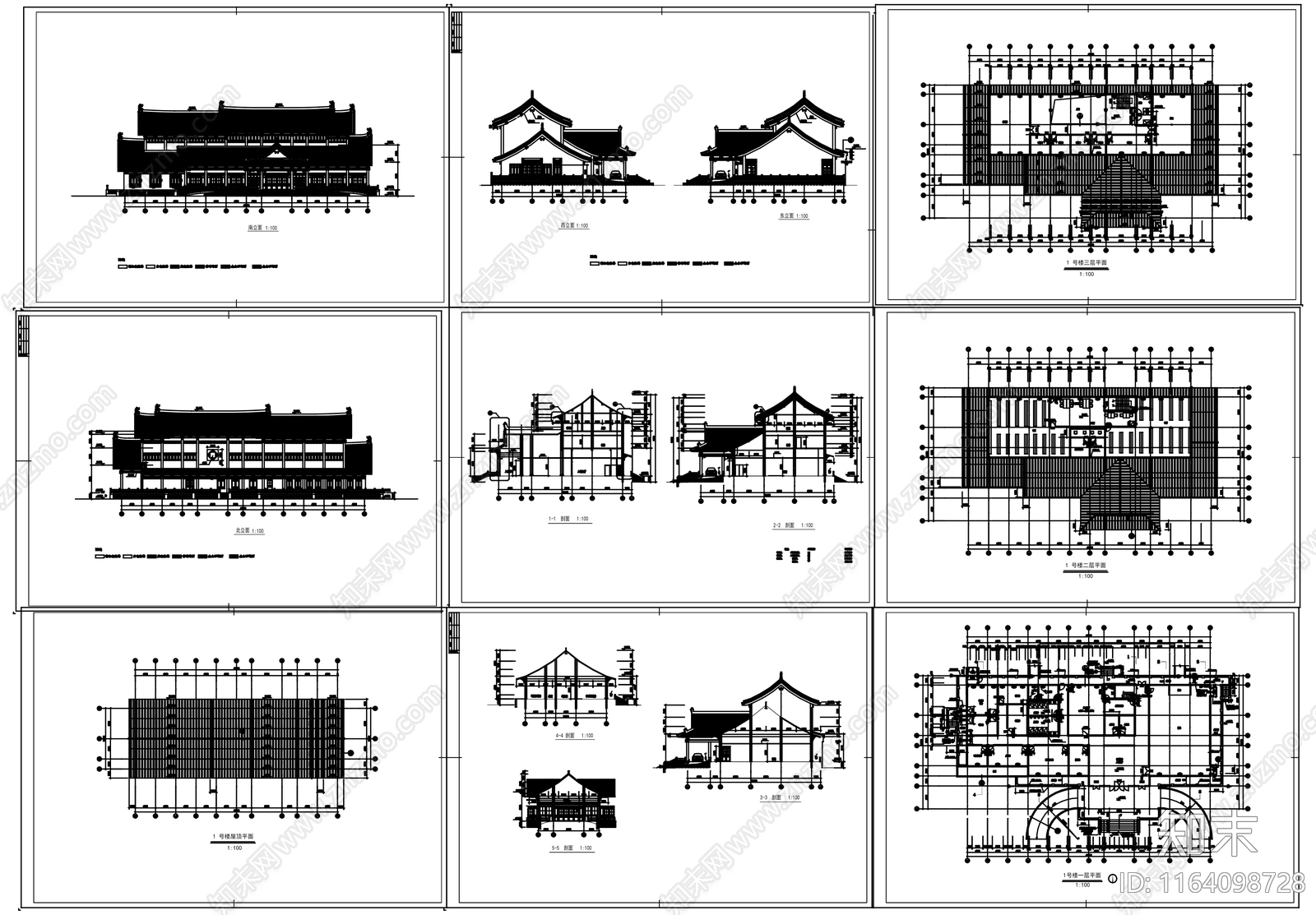 新中式中式古建cad施工图下载【ID:1164098728】