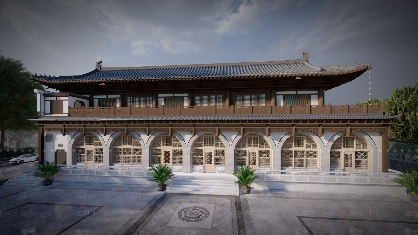中式中古古建筑SU模型下载【ID:1164438738】