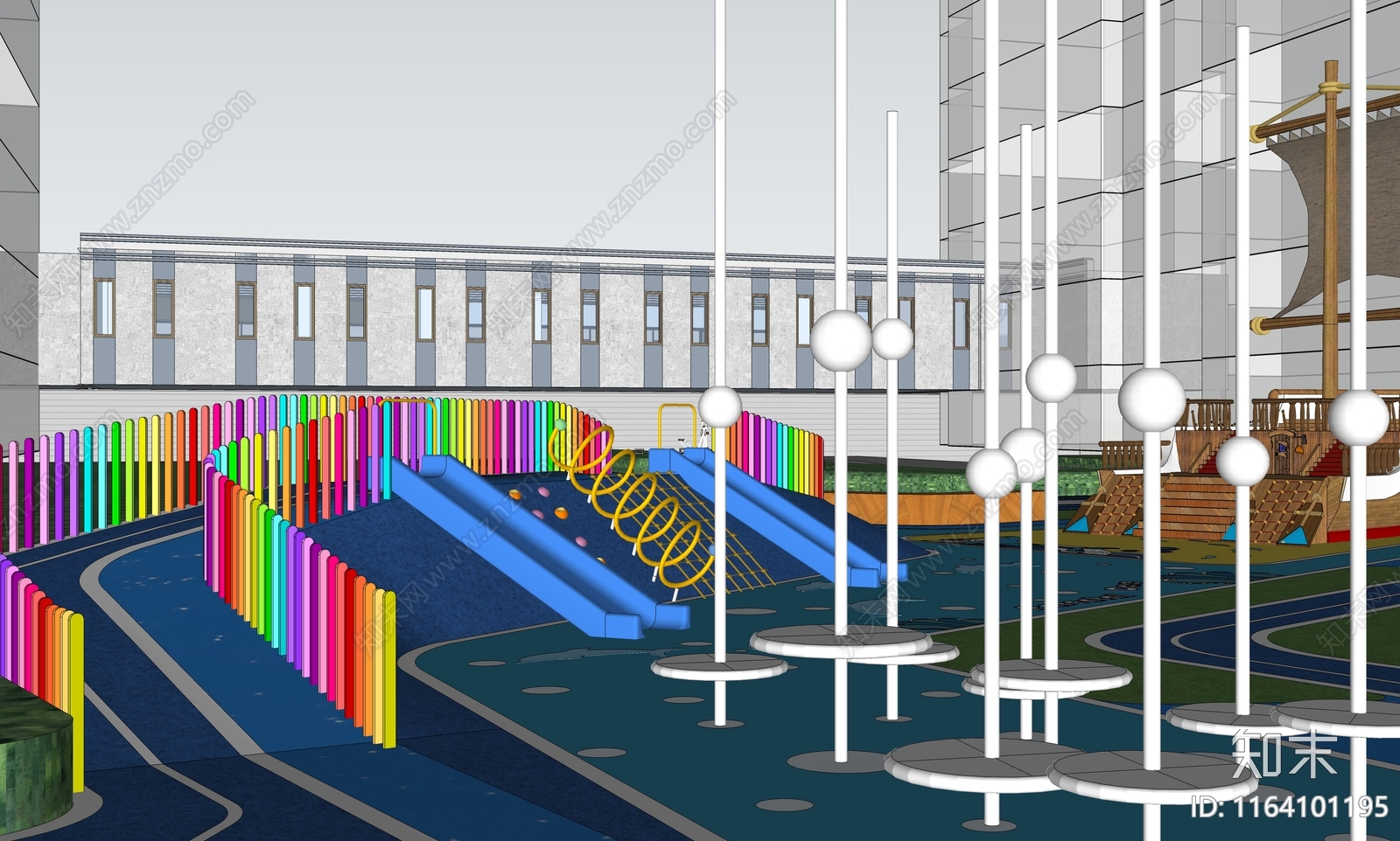 现代儿童游乐区SU模型下载【ID:1164101195】