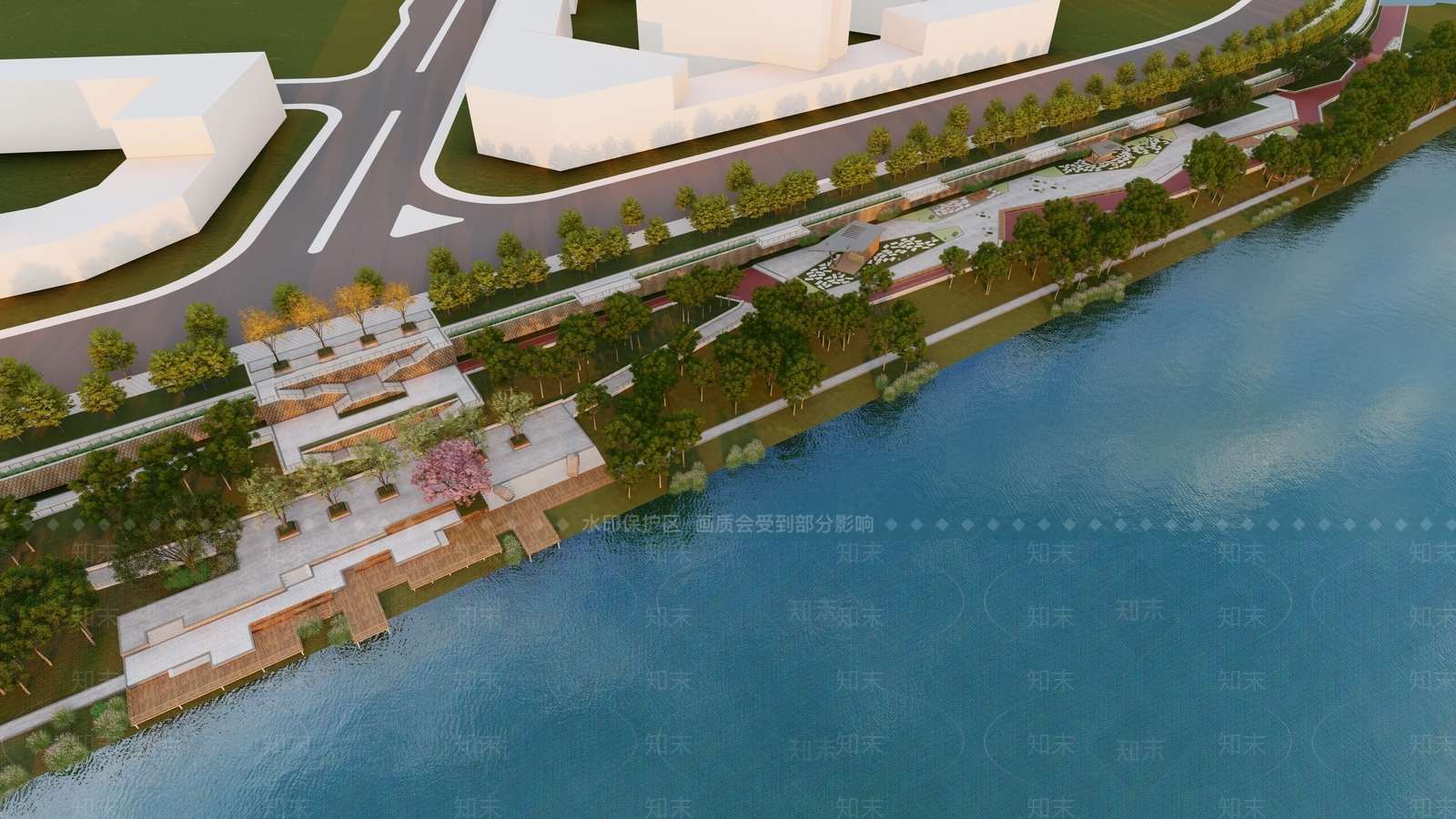 现代滨水景观SU模型下载【ID:1164101395】