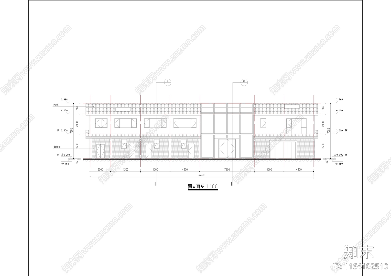 现代极简民宿建筑cad施工图下载【ID:1164102510】