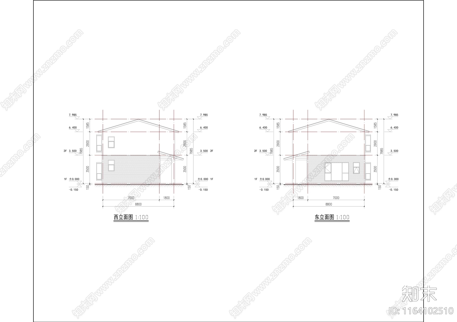 现代极简民宿建筑cad施工图下载【ID:1164102510】