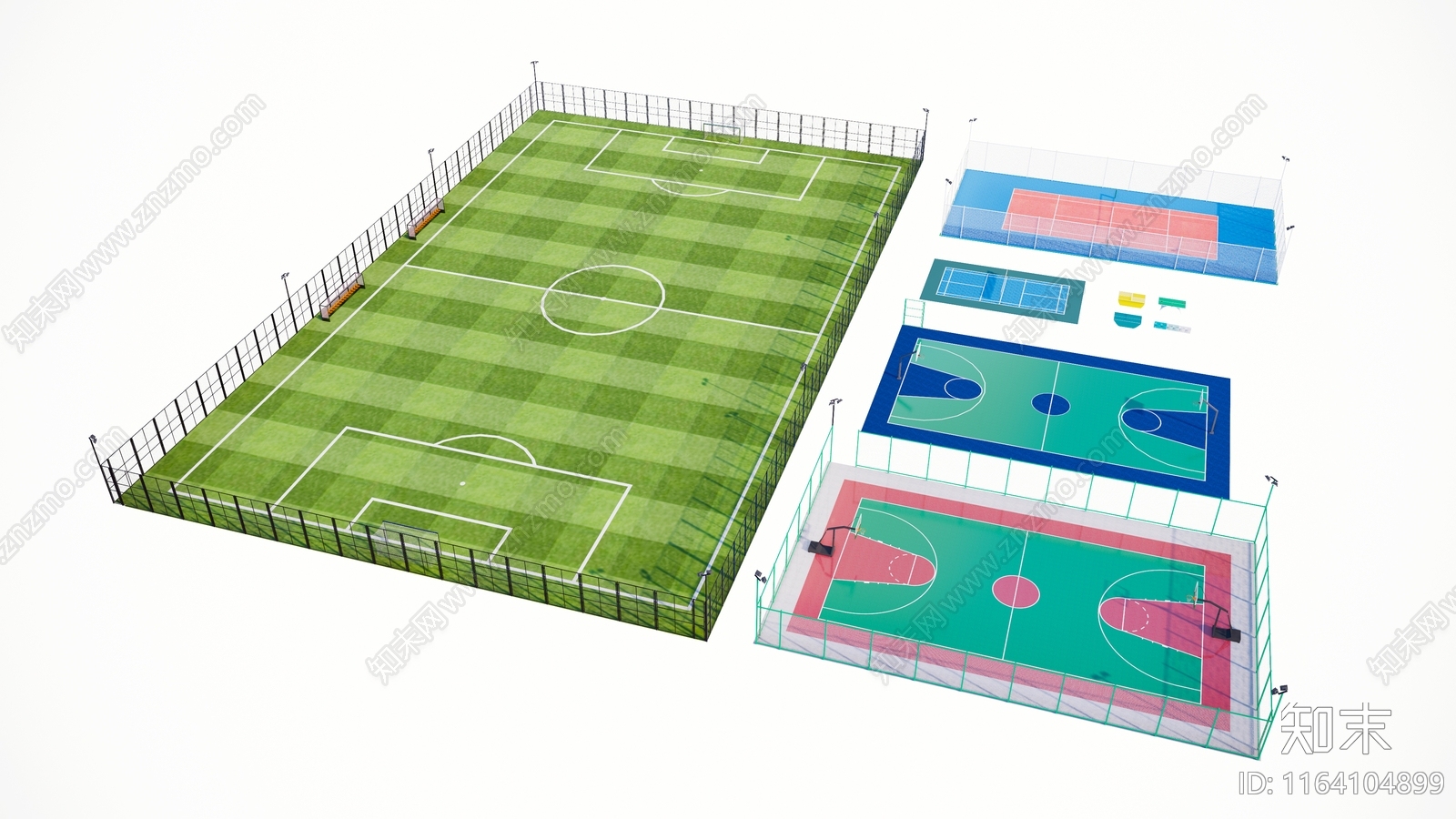 现代篮球场SU模型下载【ID:1164104899】