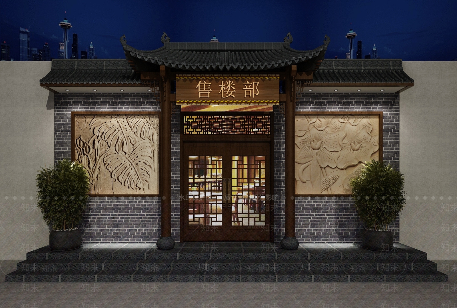 中式售楼处3D模型下载【ID:1164105423】