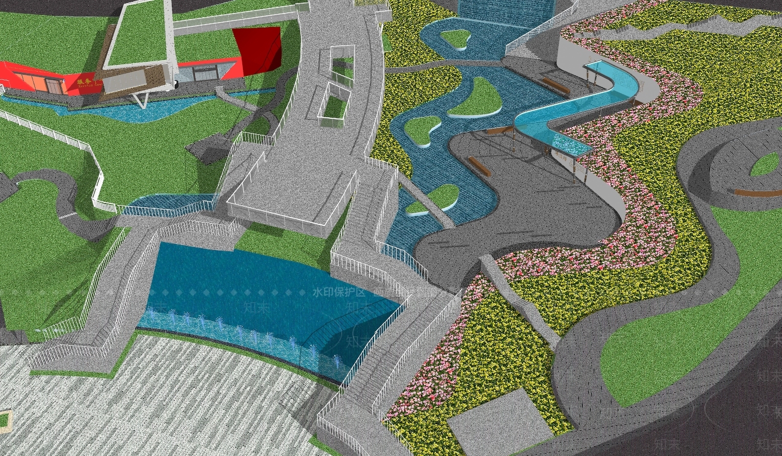 现代景观公园SU模型下载【ID:1164105760】