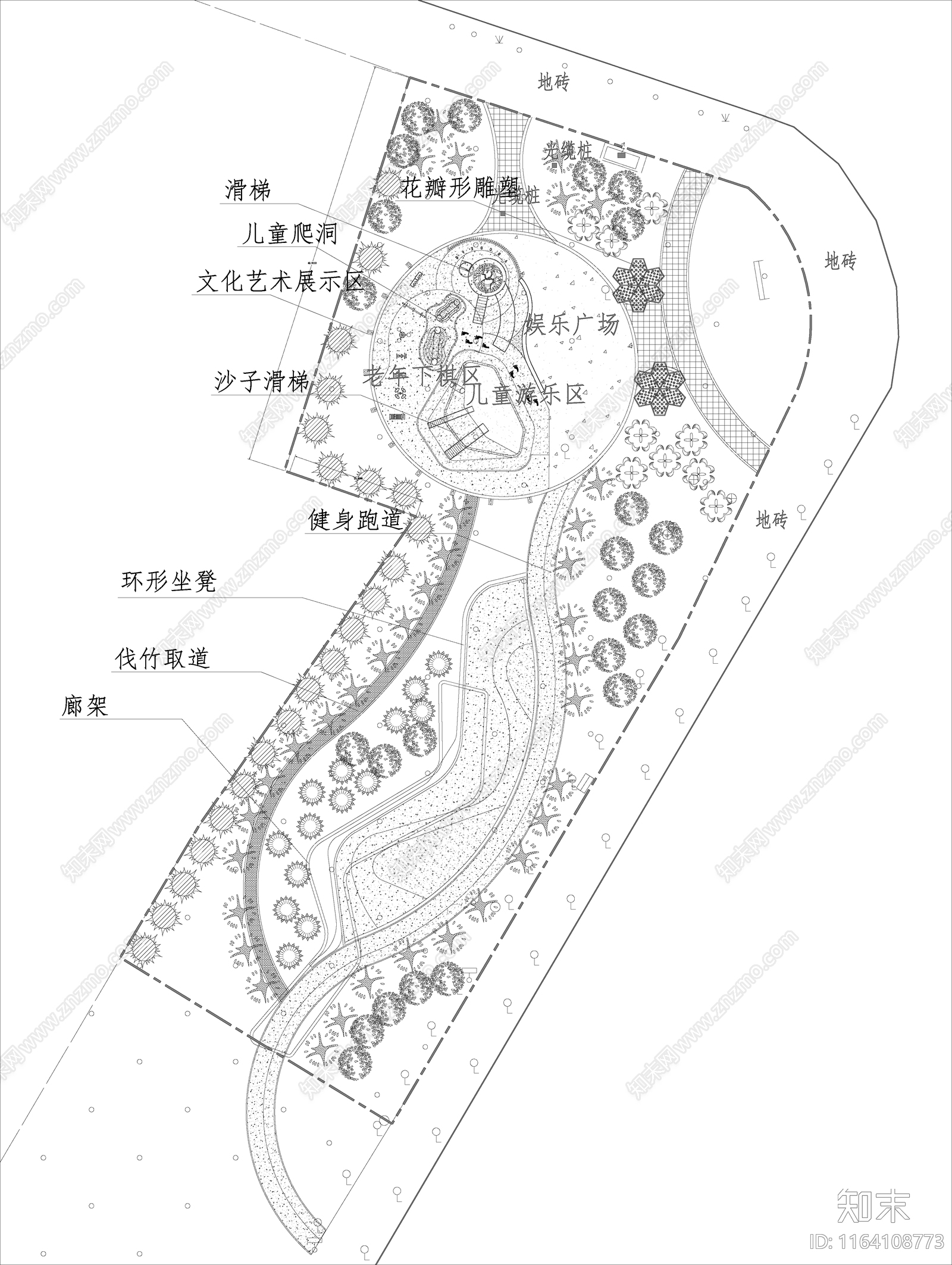 现代公园景观施工图下载【ID:1164108773】