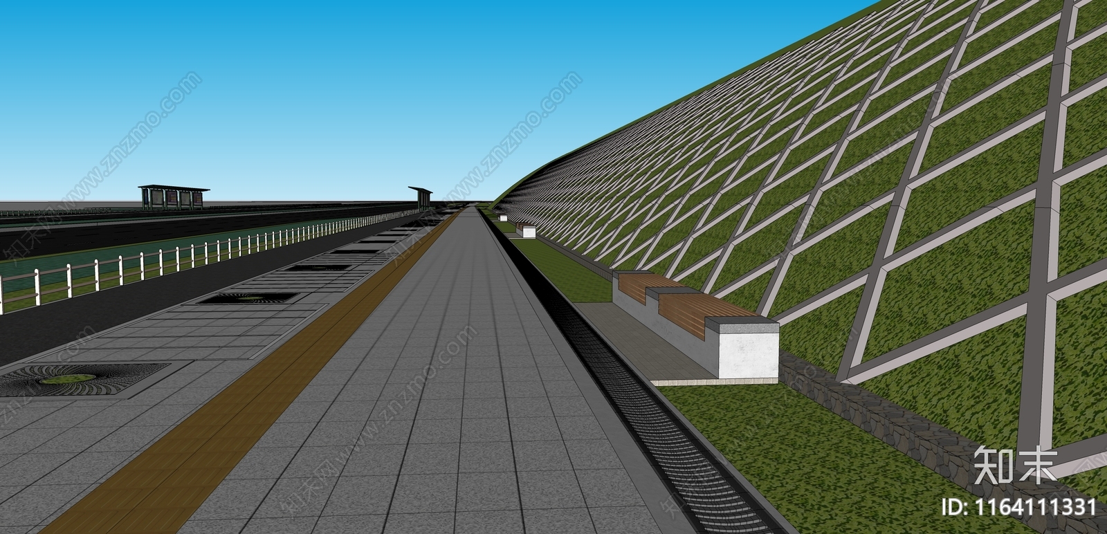 现代景观公园SU模型下载【ID:1164111331】