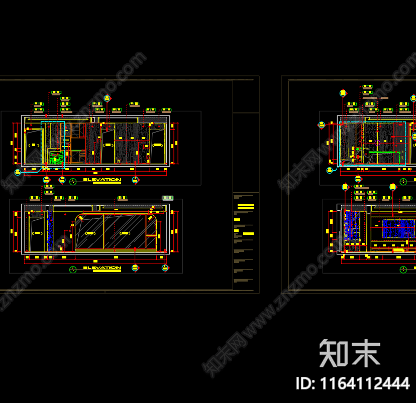 奶油整体家装空间cad施工图下载【ID:1164112444】