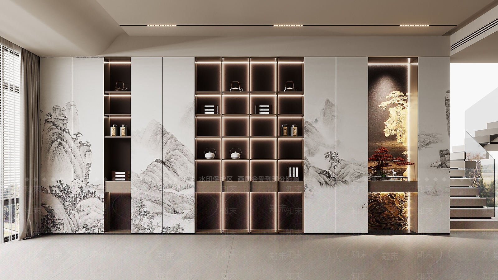 新中式茶柜3D模型下载【ID:1164113306】_知末3d模型网
