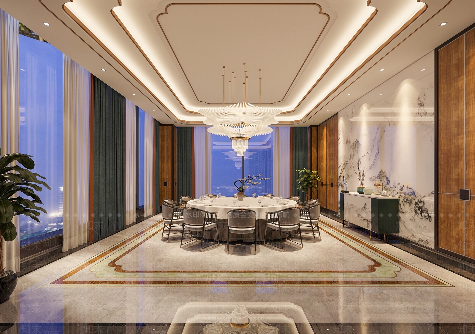 新中式中式包厢3D模型下载【ID:1164114223】