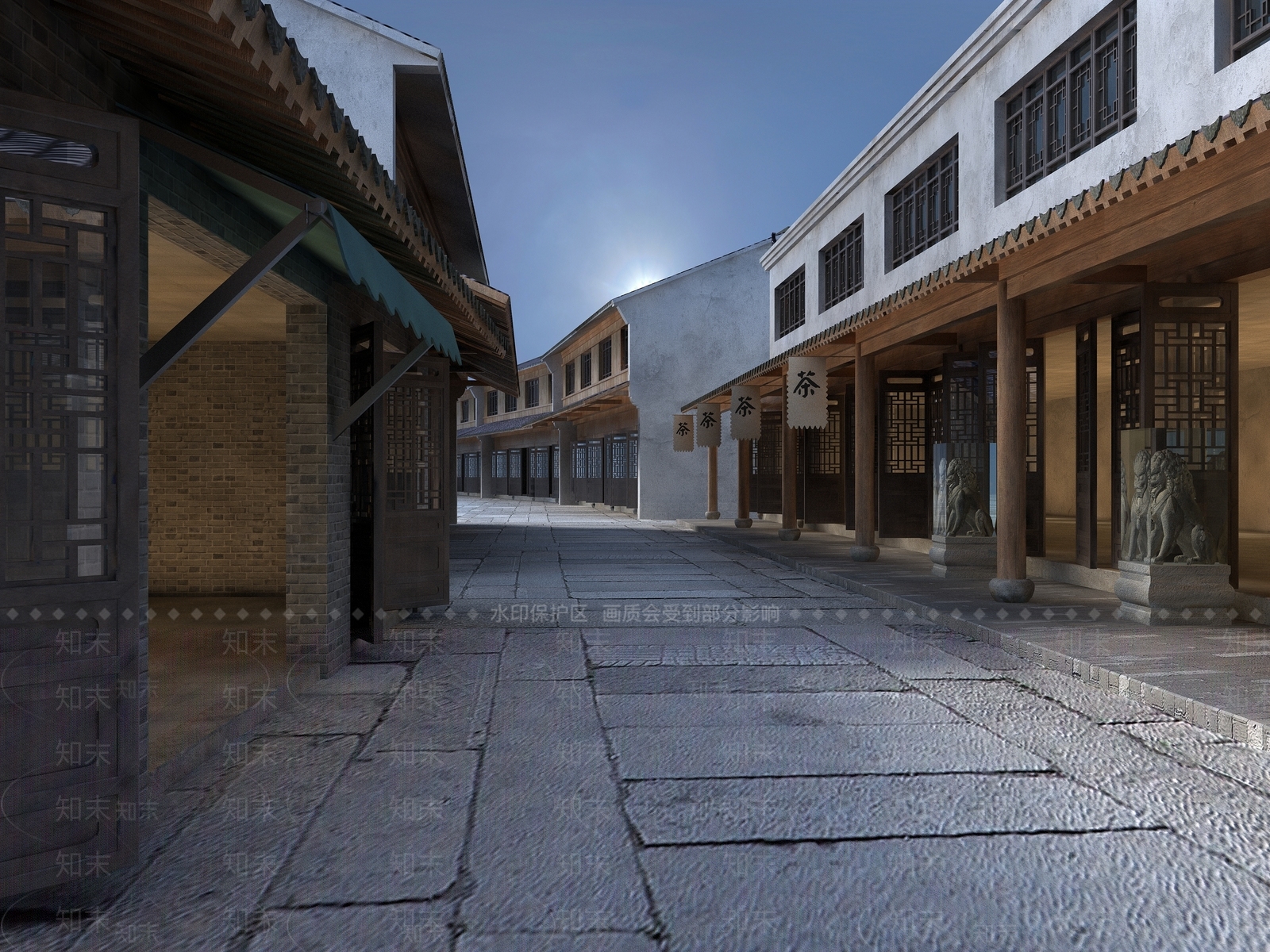 中式商业街3D模型下载【ID:1164116659】