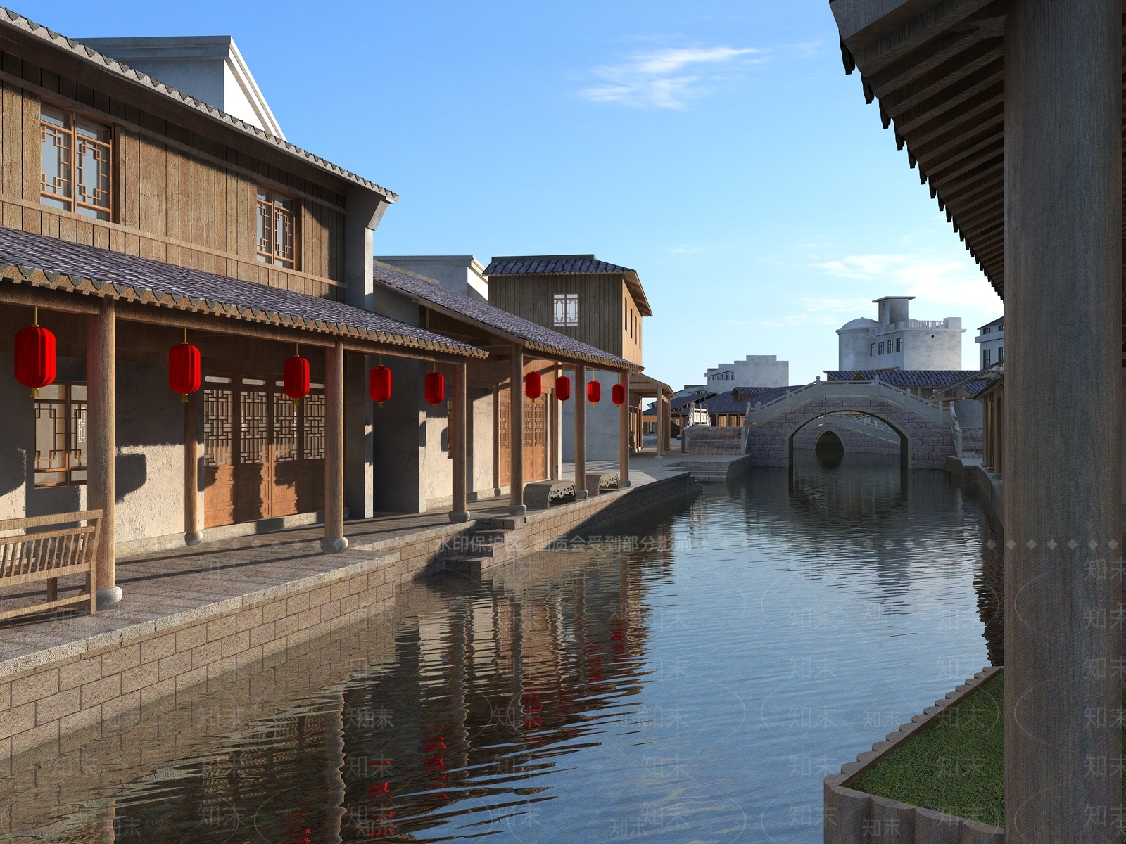 中式商业街3D模型下载【ID:1164117385】
