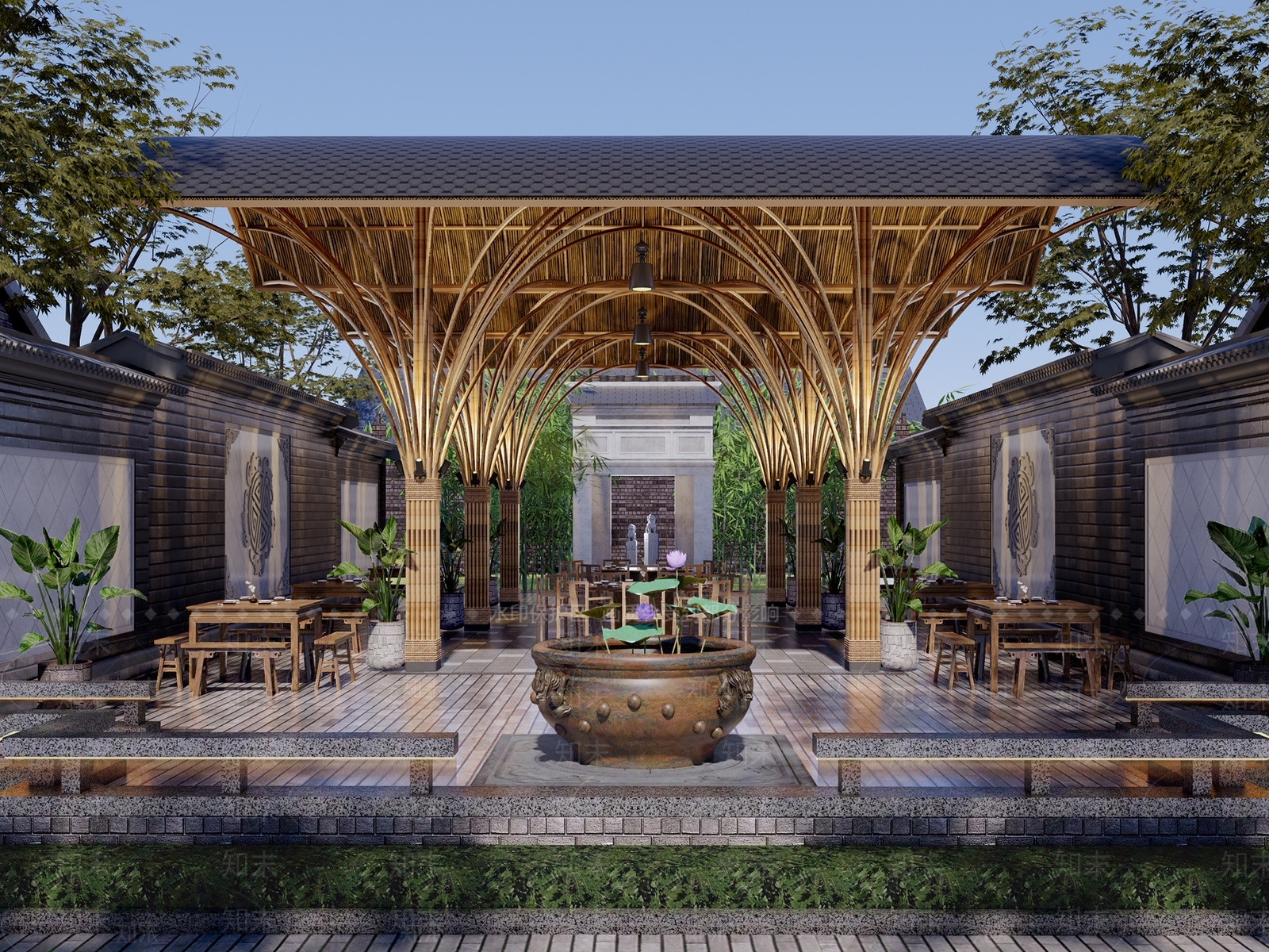 新中式商业景观SU模型下载【ID:1164117632】