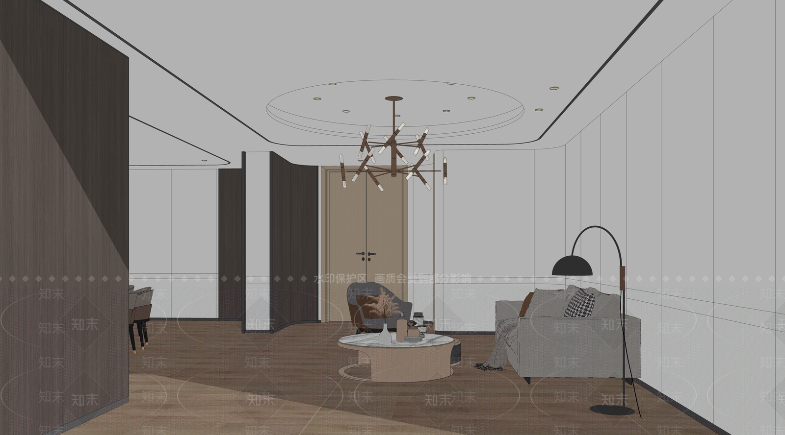 现代新中式包厢SU模型下载【ID:1164117858】
