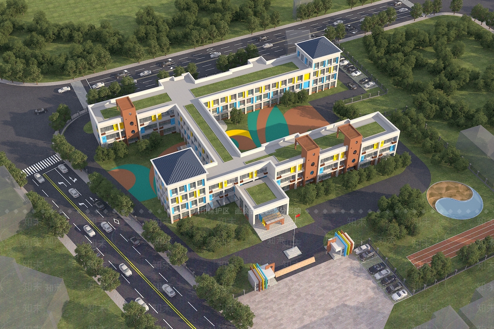 现代学校外观3D模型下载【ID:1164118619】