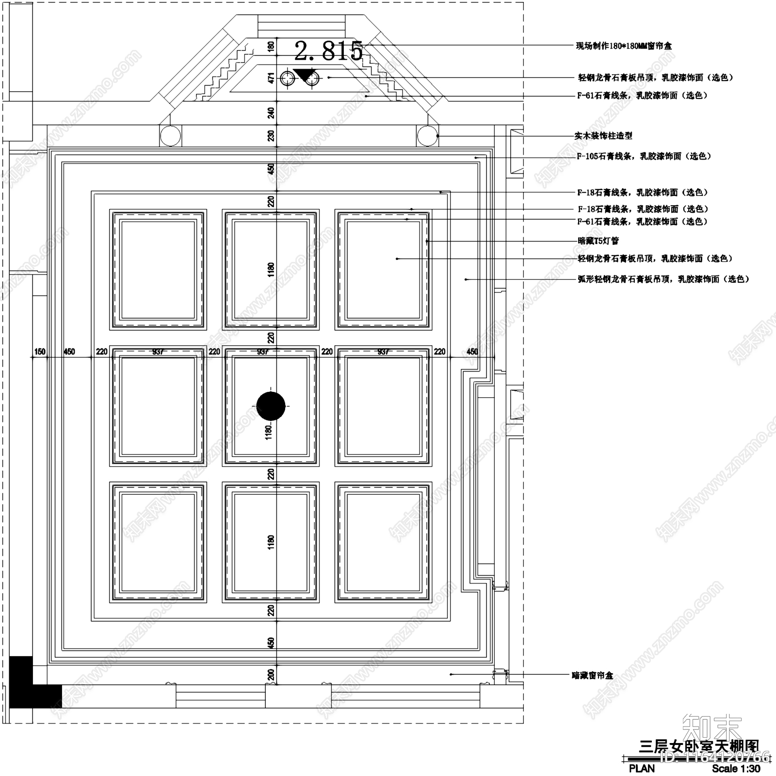 欧式卧室cad施工图下载【ID:1164120766】