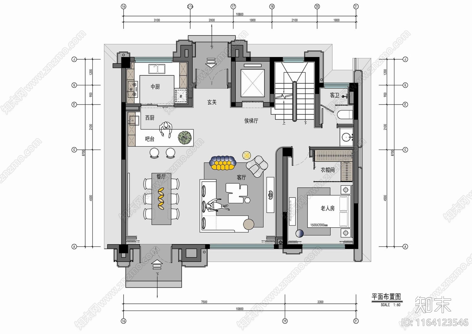 现代新中式整体家装空间施工图下载【ID:1164123546】