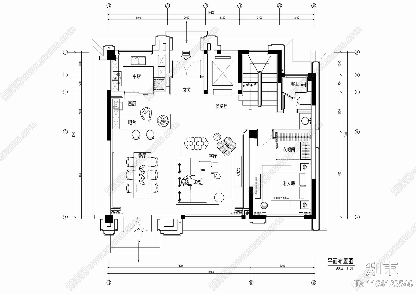 现代新中式整体家装空间施工图下载【ID:1164123546】