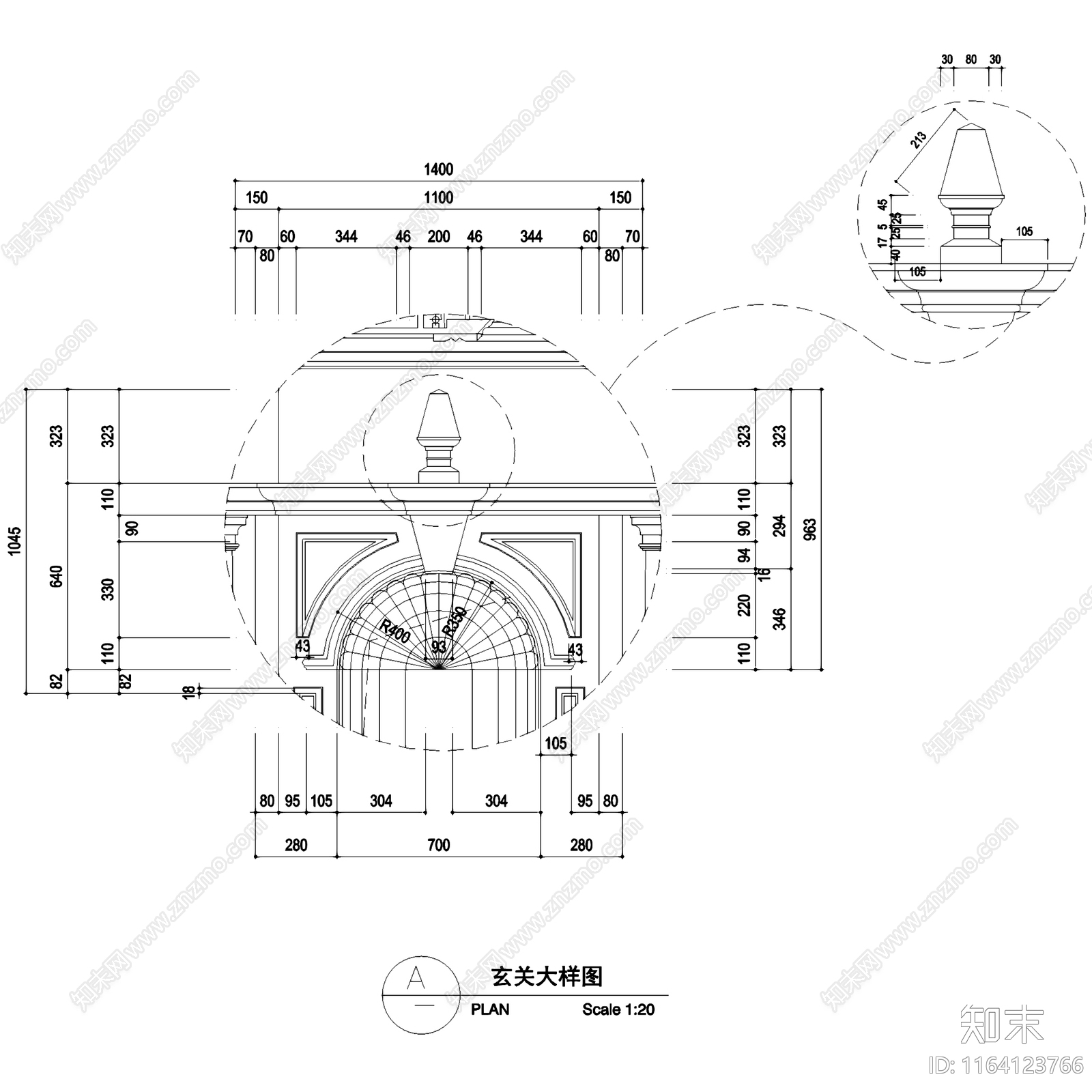 欧式玄关施工图下载【ID:1164123766】