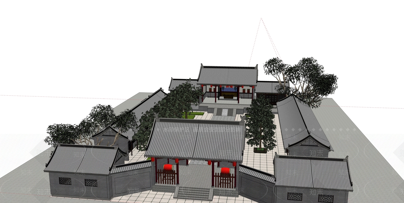 中式四合院SU模型下载【ID:1164124508】