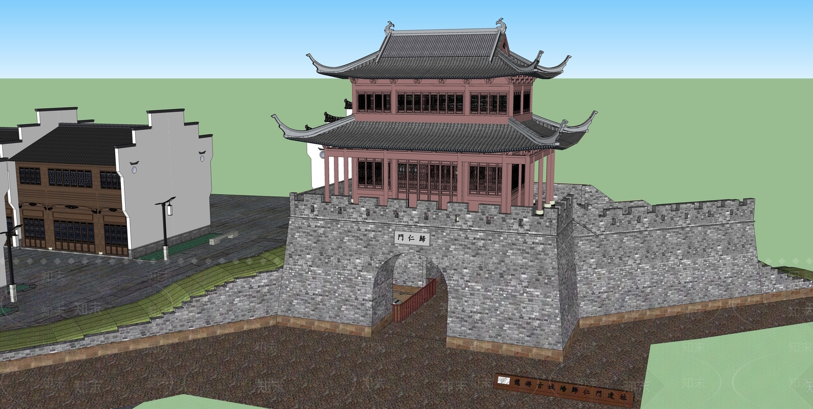 中式餐饮建筑SU模型下载【ID:1164125548】