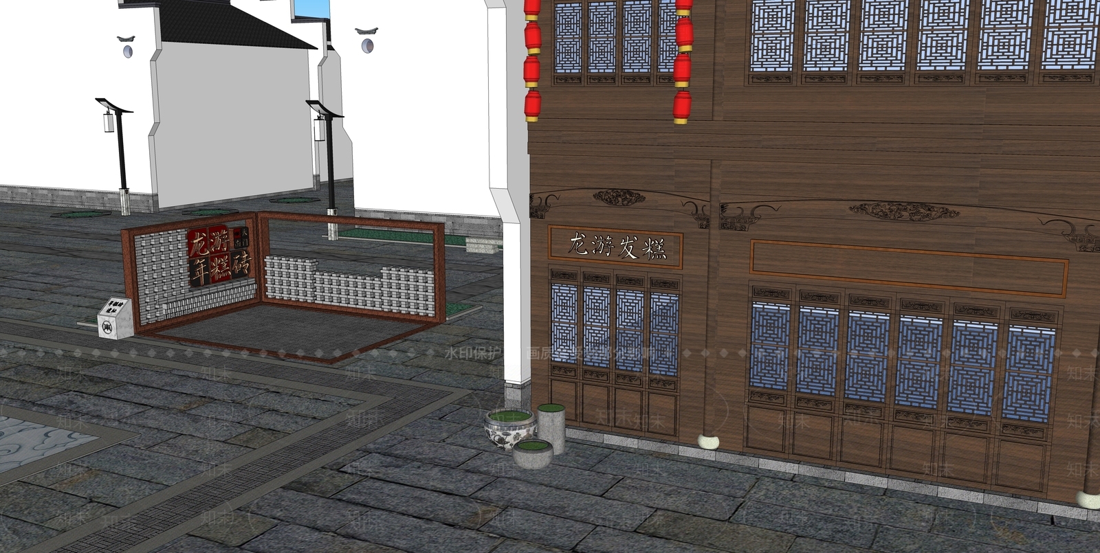 中式餐饮建筑SU模型下载【ID:1164125548】