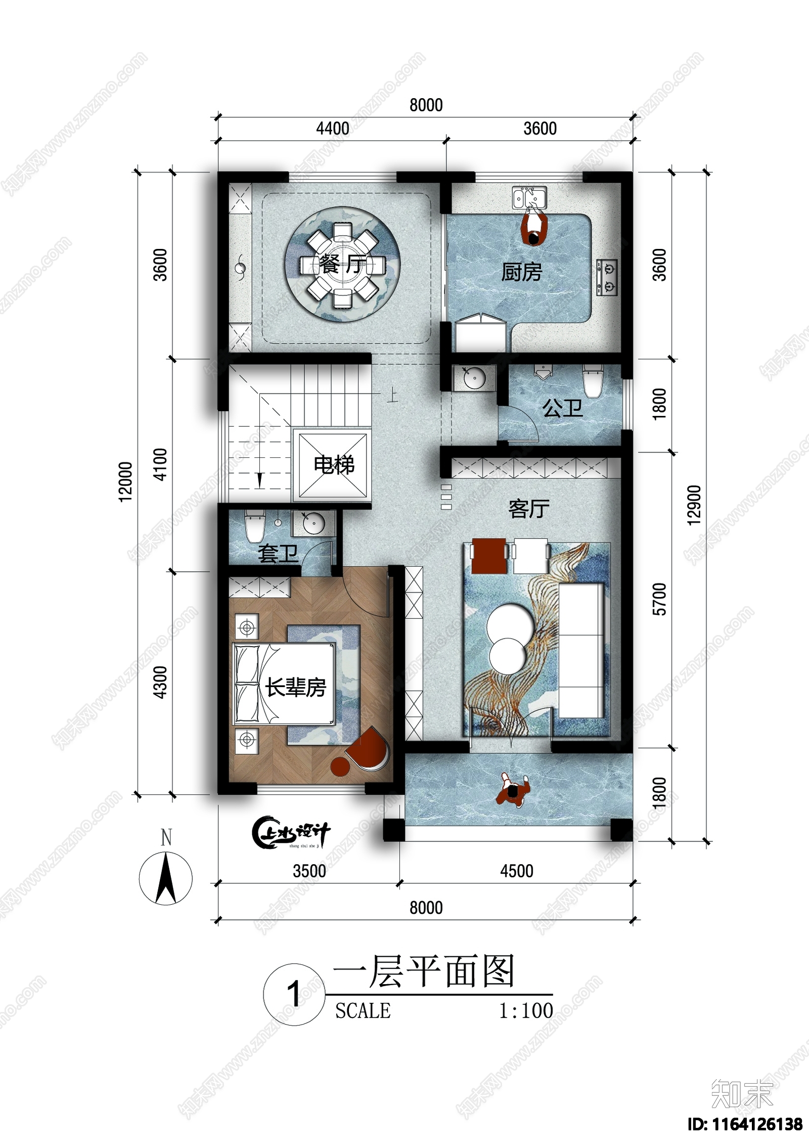 新中式欧式别墅建筑施工图下载【ID:1164126138】