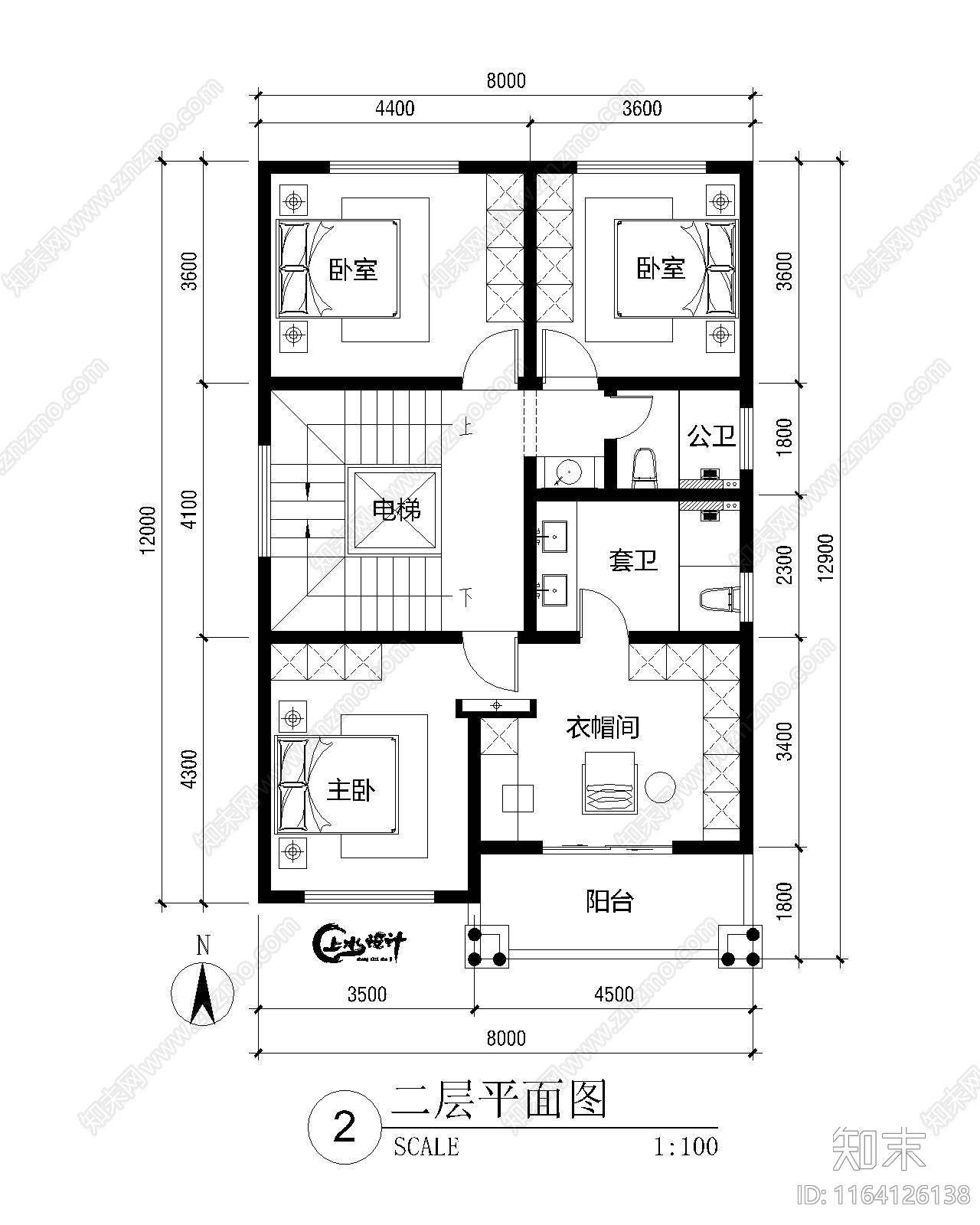 新中式欧式别墅建筑施工图下载【ID:1164126138】